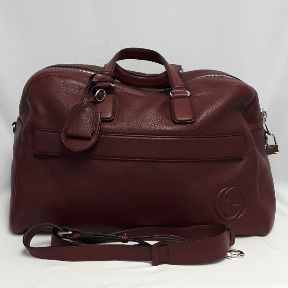 New GUCCI 322055 burgundy color leather Travel bag